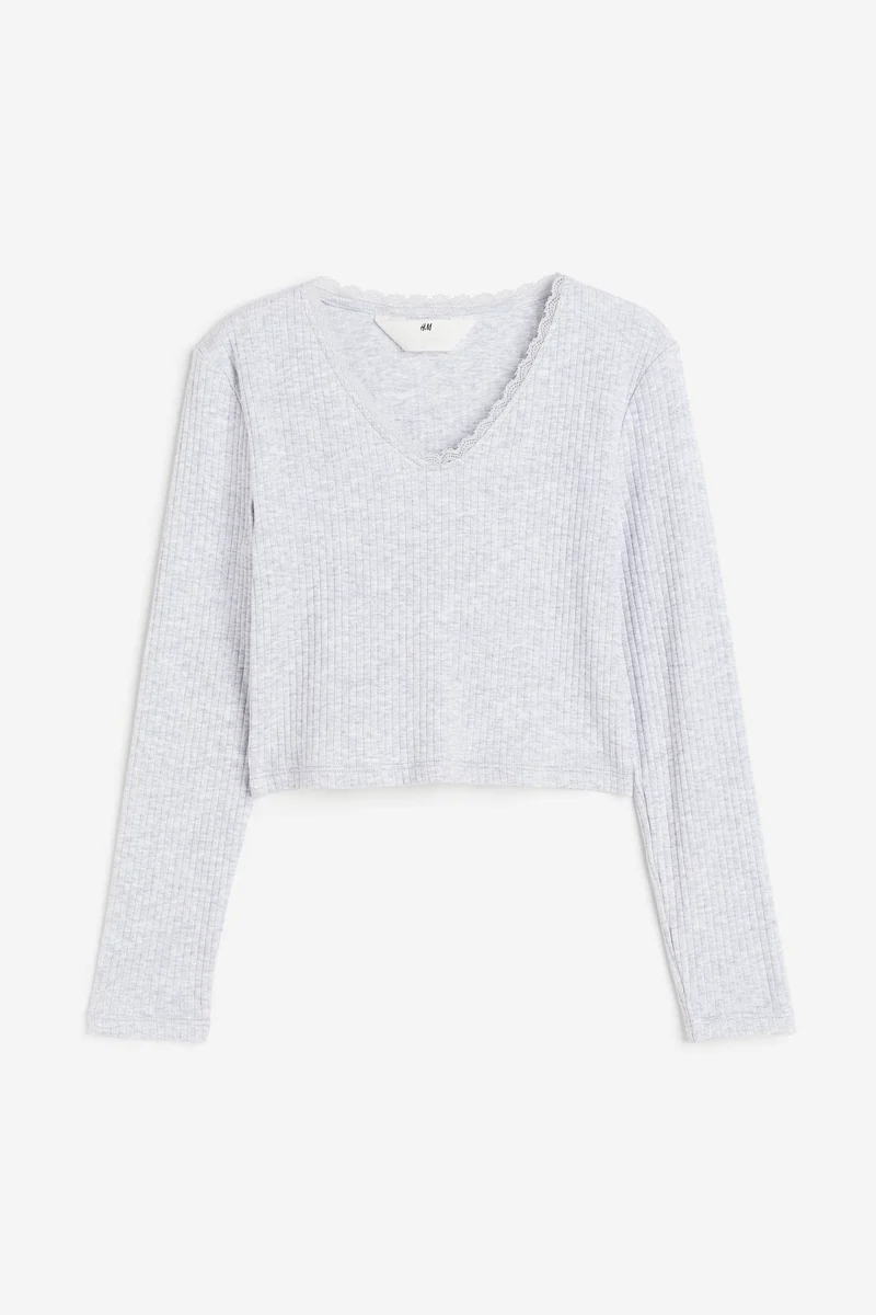 H&M Ribbed cotton jersey cropped top